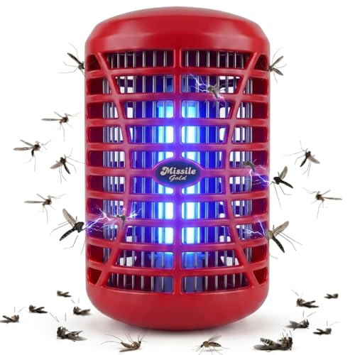 Image of Electric Mosquito Killer Lamp with Shock Grid | UV Light Insect Trap for Mosquitoes & Flying Bugs | Indoor Night Lamp for Home, Bedroom, Kitchen & Office | (Blue, Red, Green) (Red)