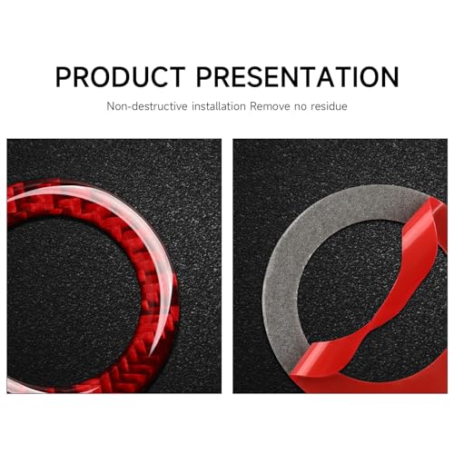 Image of Car Speaker Cover Decals for 2011-2024 Dodge Durango / 2011-2021 Jeep Cherokee WK2 / 2022 WK Accessories Carbon Fiber Stickers, Red