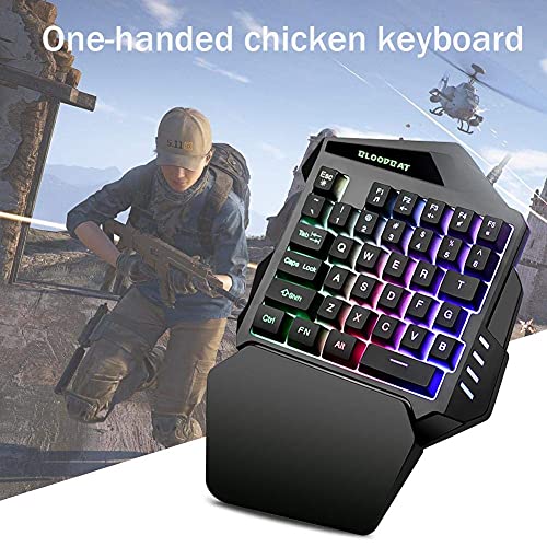 Image of G94 One Hand RGB Gaming Keyboard, USB Wired Rainbow Single Hand Keyboard with Wrist Rest Support, Multimedia Keys, Backlit Ergonomic Mechanical Feeling Keyboard for Game