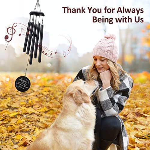 Sympathy Wind Chimes For Loss Of Loved One, Memorial Windchimes For Lost Father Mother Friends, Remembrance Bereavement Gift With Card, In Memory Deep Tone Metal Windchime For Garden (39“-Black) #TOP6