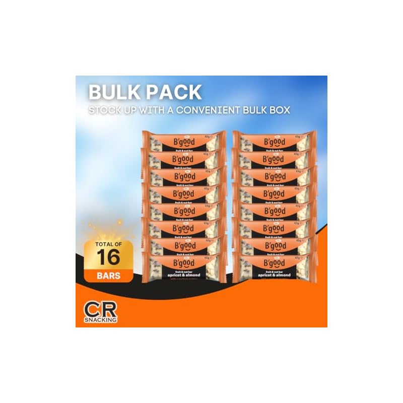 B'GOOD APRICOT AND ALMOND YOGHURT BARS (16 x 45g) - Gluten Free Bars, Snacks Bars Multipack Bulk | Fruit And Nut Bars Healthy, Gluten Free Bars Kids, Fruit Bars | Snack Bars To Go Variety Pack - Image 3