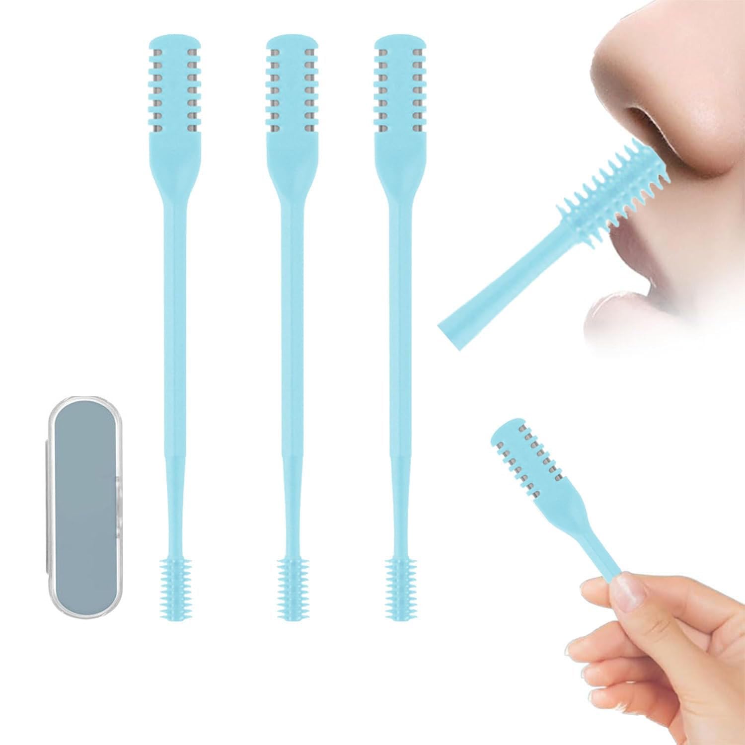 2-in-1 Nasal Clippers Nose Hair Trimmer for Men and Women 360 Rotating Double-Sided Blade Portable Manual Hair Cutter