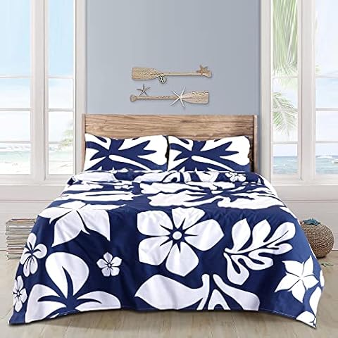 VISI-ONE Extremely Stoked Full Floral Sheet Set, 100% Cotton Bedsheets, with 15" Deep Pocket, Fade - Stain Resistant - Wrinkle Free Sheet (Navy Floral) Cover