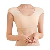 Womens Shaper False Shoulder Pad Vest 2 in 1 Built-in Shoulder Pad Top Shirt Undershirt&lpar;M&comma;Beige&rpar;