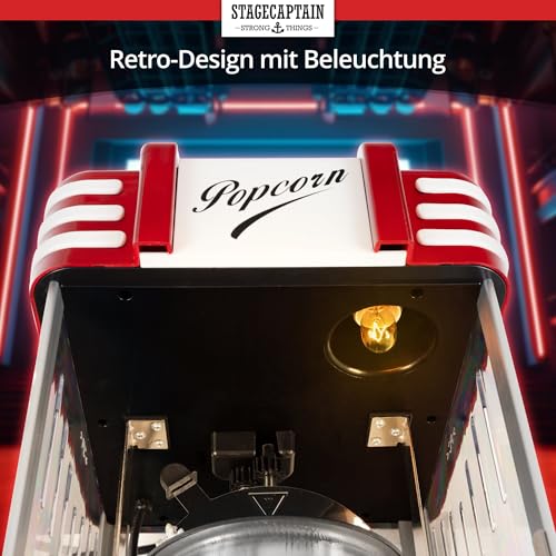 Foto von Stagecaptain PCM-300 Popcorn Maschine - Retro-Design - Kurze Aufheizzeit - Mit Dosierlöffeln - Problemlose Reinigung - Dekorative Innenbeleuchtung - Rot/Weiß
