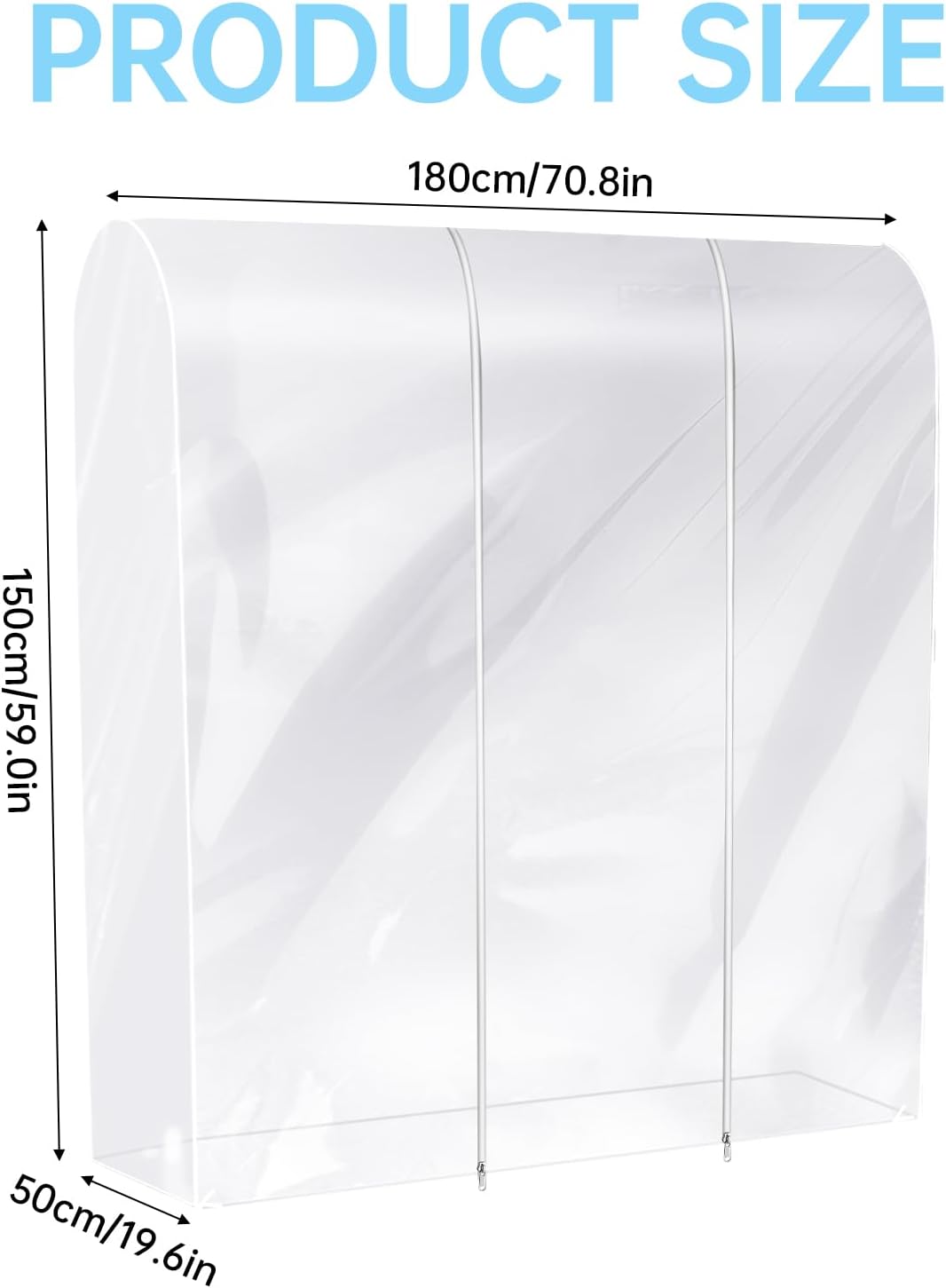 Clear Clothes Rack Cover 6Ft Garment Rack Cover Transparent Clothing Rack Cover With 2 Durable Zipper Waterproof Protector for Garment Rack (71"L x 20"W x 60"H, Rack Not Included) - Image 2