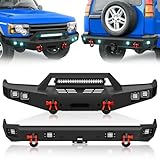 EYOUHZ Off-Road Front & Rear Bumper Compatible with 1999-2004 Land Rover Discovery 2 Built-in LED Lights, Sensor Mounting Holes, Winch Plate, 2