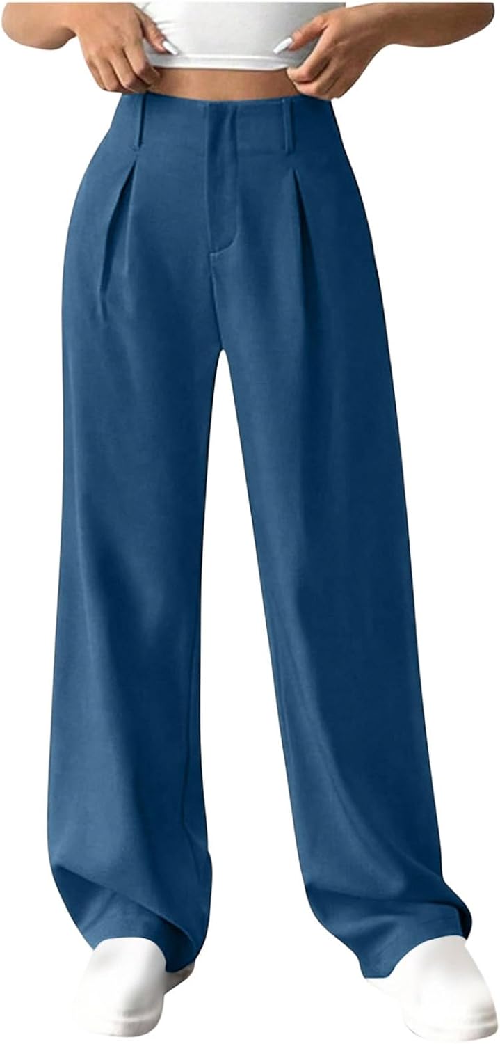 Womens Wide Leg Dress Pants Business Casual Loose Work Pant High Waisted Office Spring Fall Fashion Slacks Trousers
