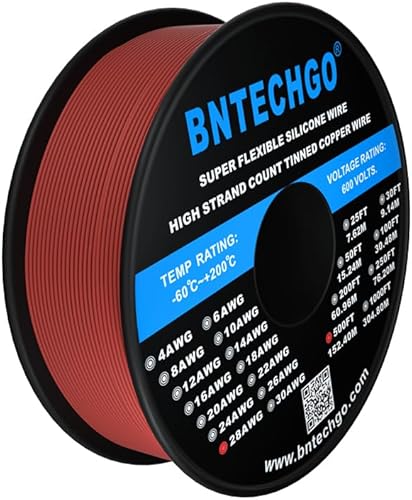 Vista 9 de BNTECHGO Carrete de alambre de silicona calibre 28 de 250 pies, negro, flexible, 28 AWG, alambre de cobre estañado trenzado