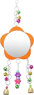 POPETPOP Chicken Toy Chicken Mirror Toys Hanging Swing Mirror Toys with Bell Coop Accessories for Chicks Parrots Birds Cockatoo Cockatiel Lovebirds Finch Canaries Bird Cage Toys