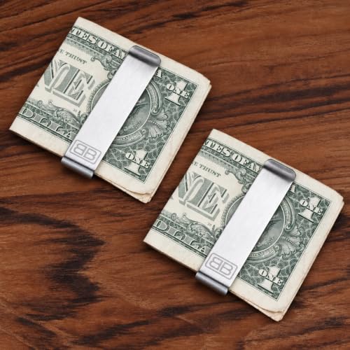 Image of Brooklyn Bridge Stainless Steel Money Clip Wallet, Slim Metal Cash and Card Holder Metal Construction with a Secure Cash Clip Holds Folded Notes and Cards, offering a Slim Compact Format for Pockets.