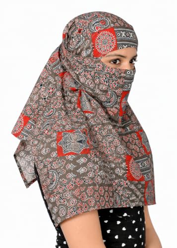 Image of Scarf Face Cover Mask Head Bandana Hijab Scarf Dupatta Stole Cotton Printed For Girls and Women