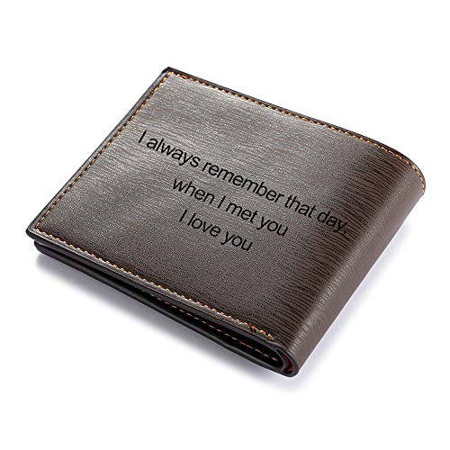 Custom Photo Wallet for Men: Personalized Bi-fold Wallet with Letter and Name - Christmas Father’s Day Anniversary for Husband Dad Groomsman Boyfriend Him Grandpa (Text)2