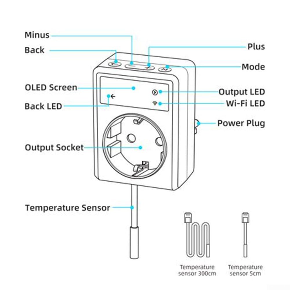 pour prise Thermostat Numérique 230V Contrôle Température pour