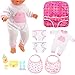 Miunana Accesorios: 1x Ropa +1x Mochila + 1x Vajilla + 2X Pañales + 2X Baberos para 14-18 Pulgadas Muñecas Baby Doll Baby Alive (Ropa + Accesorios + Mochila)
