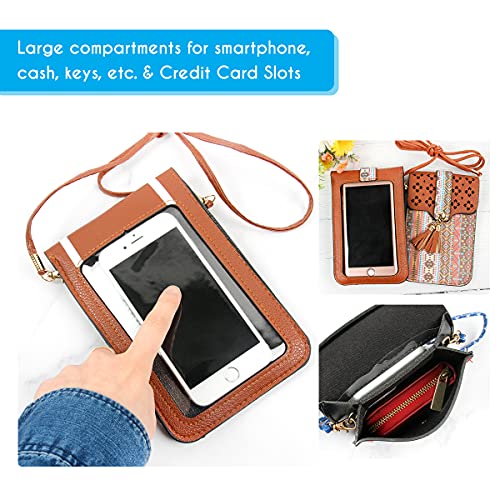 Small Travel Purse Pouch Bag - Crossbody Strap Wallet Smartphone Touchscreen Case Ball Sports Game, Animal, American Flag4