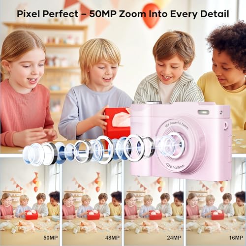 4K Digital Camera for Photography, 50MP Autofocus Point and Shoot Camera with 180° Flip Screen, 16X Zoom Compact Vlogging Camera for YouTube, Travel Camera with 32GB SD Card, Pink - image 2