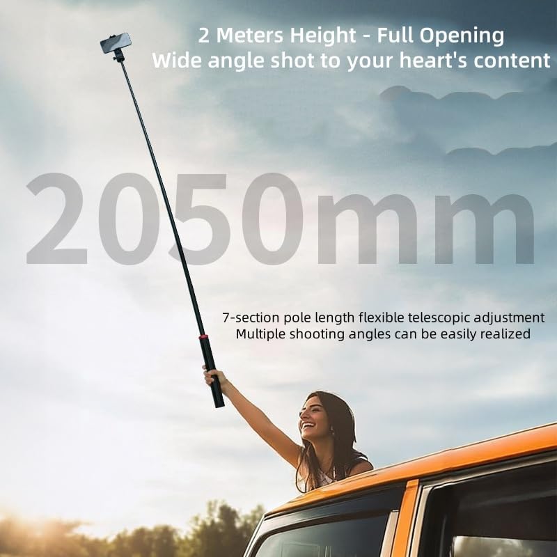 V-200 Retractable Tabletop & Travel Tripod with COB Light Mount for Phone, Phone Grip, Selfie Stick, and Foldable Extendable Pole Stand