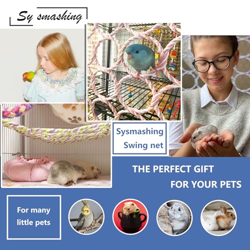 Image of 2 Pack Swing Hanging Toys,Bird Climbing Rope Net Ladders Small Medium Pet Activity Toy Suitable for Parakeet,Cockatiel,Cockatoo,Hamster,Rat,Ferret(Random Color)