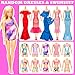 71 Pcs Doll Clothes and Accessories, 5 Wedding Gowns 9 Fashion Dresses 3 Tops 3 Pants 3 Bikini Swimsuits 20 Shoes for 11.5 inch Doll Christmas Stocking Stuffers Girls Gift Age 5-7 8-10