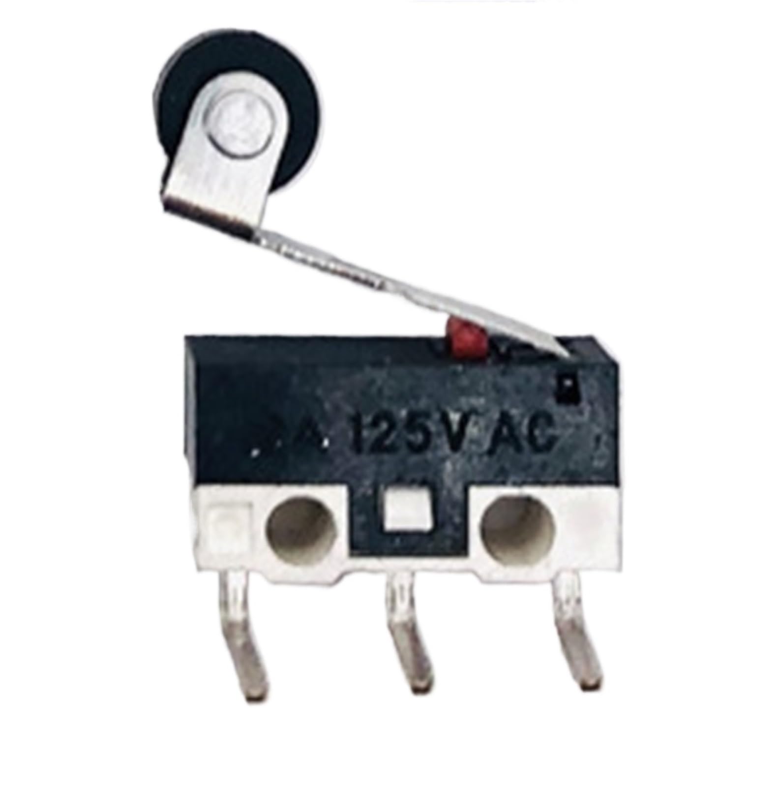 Wyłączniki krańcowe, 100 Szt. 2A 125V Trójbolcowy KW10 Miniaturowy Mikroprzełącznik Prosty Wygięty Bolc Z Uchwytem Rolkowym Jog, do sterowania elektrycznego(Curved leg with wheels)