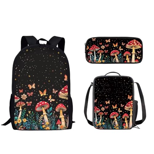 Set di 3 zaini da scuola per studenti con zaino da 43.2 cm borsa per il pranzo astuccio per matite per bambini alla moda per la elementare per ragazzi e ragazze
