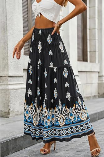 Image of CFLONGE Summer Maxi Skirts for Women 2026 Trendy Floral A Line Boho Skirt