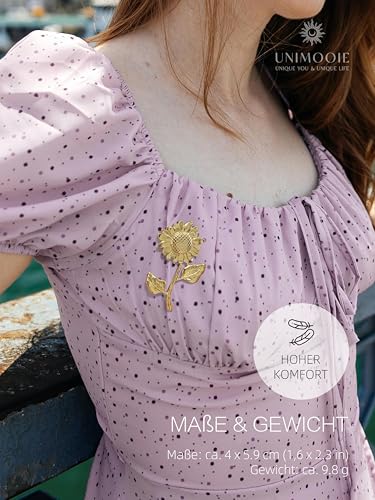 Broche de girasol para mujer con relieve sutil y acabado mate 4