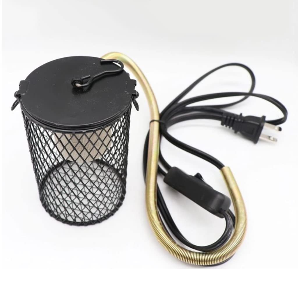 Lámpara de Calor para Reptiles con Guardia, Jaula de Malla con Cubierta Anti-escaldaduras, para Tortugas, Polluelos, Lagartos, Serpientes, Diseño de Gancho Colgante (Color : 75W)