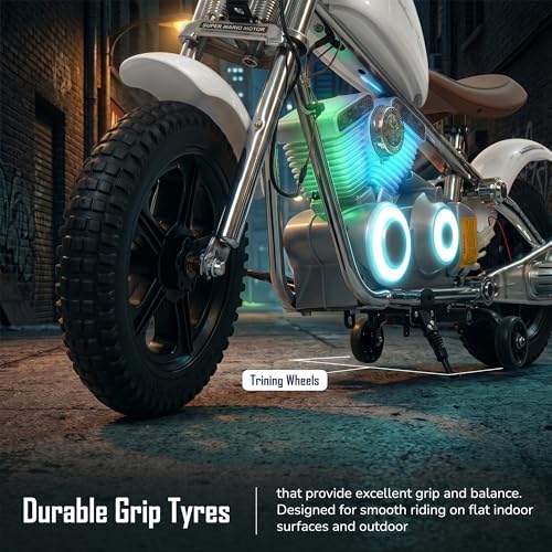 Image of Baybee ChopperX Baby Battery Operated Bike for Kids with Adjustable Seats I Rechargeable Ride on Toy with LED Lights, USB & Music I Big Baby Bike | Electric Bike for Kids to Drive 2+ Years (White)