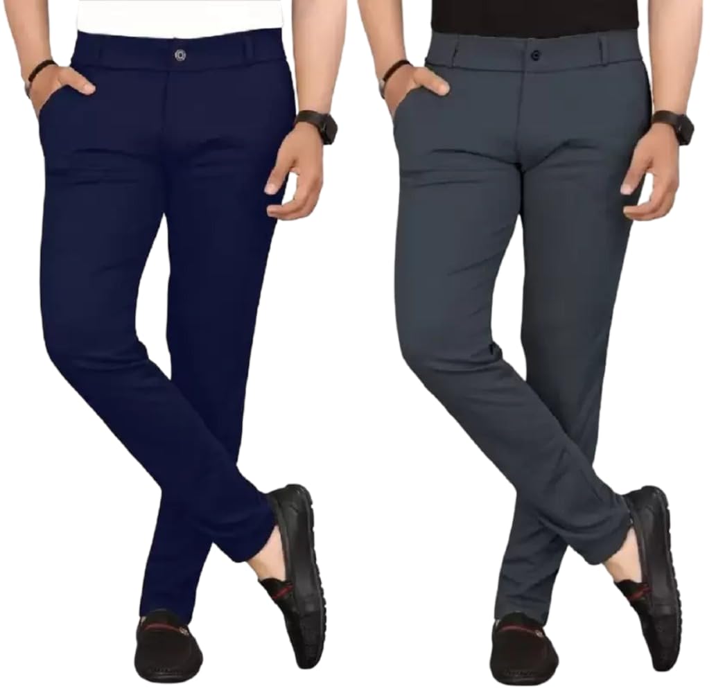 nuremburgs Men's Slim Fit Formal Trousers with Mid-Rise Waist and Lycra Blend | Solid Pattern and Button Closure | Ideal for Office, Business, and Everyday Wear-picture-36