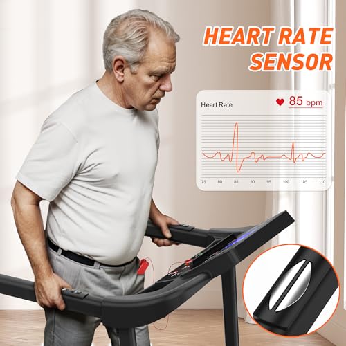 Image of Best Walking Treadmill for Seniors, Treadmills for Home with Extended Handrails, Dual Shock Absorption, Heart Rate Monitor & Fitshow App, Ideal for Elderly Rehab & Family Workouts