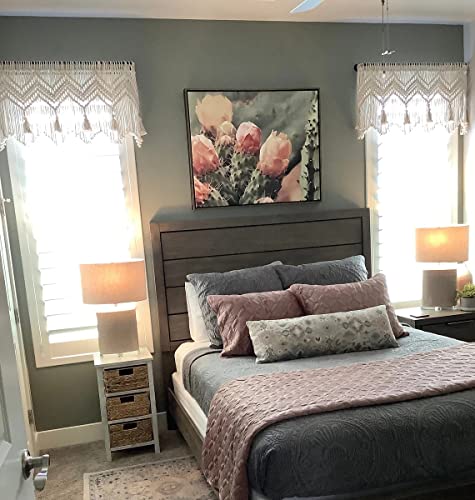 Galmaxs7 Macrame Valance Wall Hanging Boho Valance Window Treatments Valance 52 Inch W X 21 Inch H For Bedroom Living Room Kitchen Bathroom Wall Decor,1 Panel thumb #3