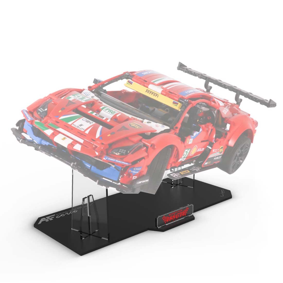 5MM Acrylic Display Stand for Lego 42125 488 GTE AF Corse #51", Display Support for Lego 488 GTE AF Corse #51" 42125 (Display Stand Only)