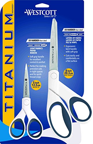 Westcott 8" Bent And 5" Straight Titanium Bonded Craft Scissors, Combo Pack (16378) #TOP1
