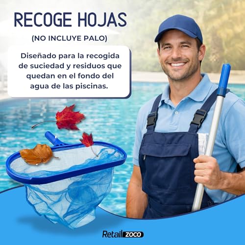 Miniatura 2 de Techzoco Recogehojas Para Fondo Piscina, Recogehojas Plano Piscina, Producto Reforzado Con Malla Fina, Pool Skimmer Rake Net, Limpia Piscinas, No Incluye Mastil, Diseño Rectangular 41 X 18 Cm