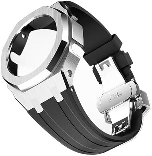 INFRI Ga2100 Mod Kit Gen4 Metal Case Rubber Band Modification for Strap Replacement GA2100/GA2110 Stainless Steel Strap Bezel Frame Accessories with Bottom Cover(Rubber-SBS)