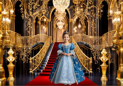 Fondo Fotográfico 7x5ft Palacio Dorado Rojo para Eventos miniatura 6
