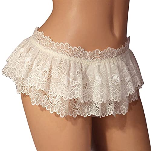 YZDKJ Slips en dentelle Hommes Culotte à volants Thongs Mini Jupe Crossdress Costume Gay Male Sexy Sous-vêtements (Color : WHITE, Size 1pc), Blanc, Taille unique Cover