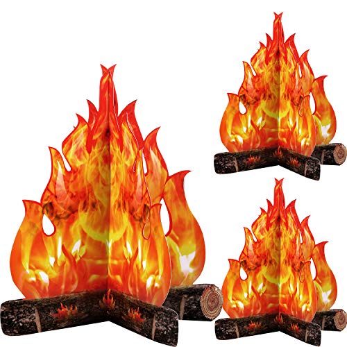 Boao 3 Sets Fake Fire 3D Cardboard Campfire Decorations Prop Gold Orange