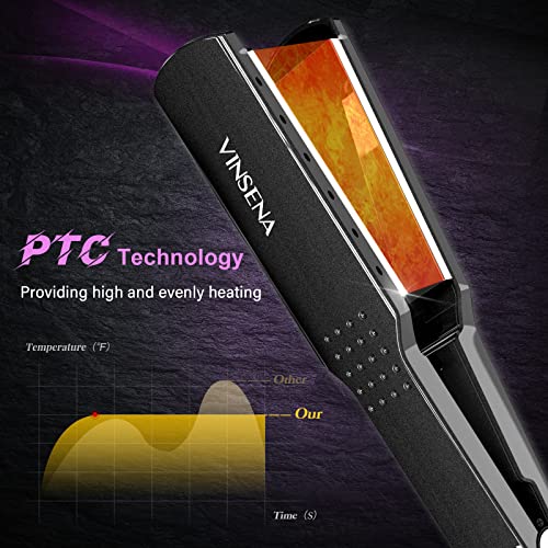 1.75" Wide Nano Titanium Hair Straightener For Fast Straightening, 5 Temp Settings, Max 450℉ Ionic Flat Iron For All Hair Types #TOP6