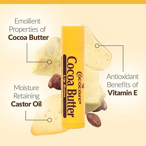 Miniatura 5 de Cococare Bálsamo labial de manteca de cacao, The Little Yellow Stick enriquecido con manteca de cacao natural, acondiciona y protege los labios con