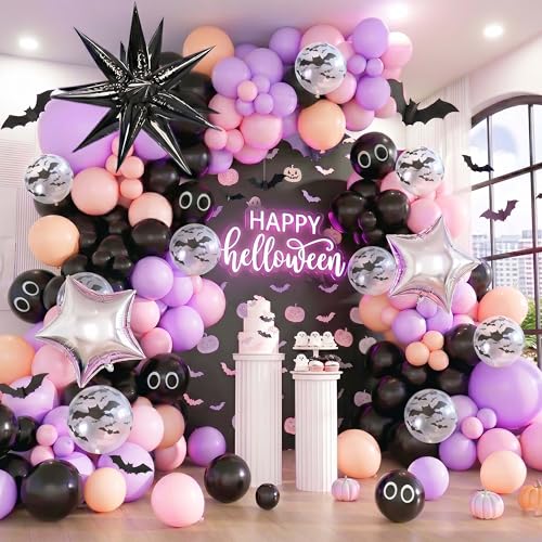 Halloween Balloon Arch Garland Kit, Spooky Party Decorations Background Supplies for Birthday Event