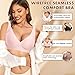 SINFLA Deep V Wireless Bras for Women Seamless No Underwire Bra Comfortable Everyday Wirefree Bras (Pink Peach,XX-Large)