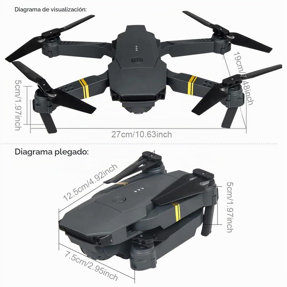 Drone Quadcopter E58 WiFi FPV Mini Quadcopter 4k Camera Plegable Dron Soporte Retorno Automático con 2 Batteries!