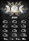 2026 Moon Phase Poster, Lunar Calendar Wall Art (14 * 11 inch), Moon Phases Chart for New & Full Moons, Celestial & Astrology Decor, Thick 350g Premium Paper