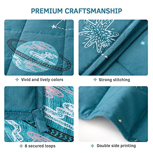 Mr. Sandman Weighted Blanket For Toddler 3 Pounds Washable, Best For 20-40Lb Kids Breathable Cotton Heavy Blanket With Nontoxic Glass Beads - 36" X 48" Star Moon Blue #TOP3