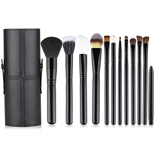 eBoTrade 12pcs Professional Makeup Brush Set Cosmetic Brush Kit Makeup Tool with Cup Leather Holder Case