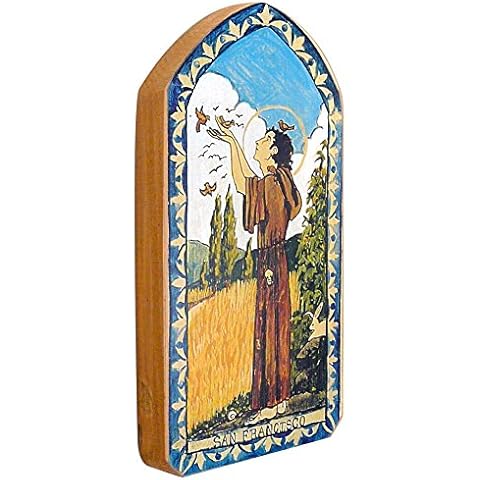 San Francisco (St Francis) Patron Saint of Animals Handmade Retablo Plaque, 3.5 x 7.25 Inches Cover