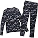 Cuddl Duds Climatesmart Boys Warm Baselayer Top & Bottoms 2 Piece Thermal Set Long Sleeve Shirt and Pants (Large, Grey Mountains)